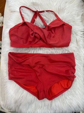 Athleta Red Two-Piece Swim Bikini Set